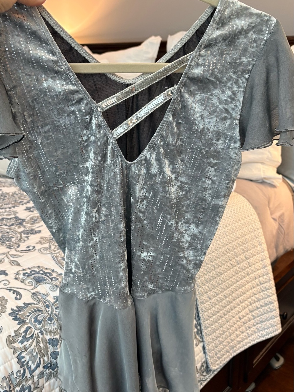 Ladies Silver Figure Skating Dress for Competition - Picture 6 of 10